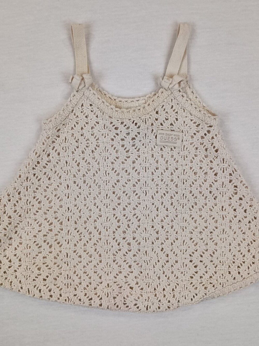 VTG Guess Baby Crochet Top USA Boho Small Up To 11 Lbs Cottagecore Cream Knit